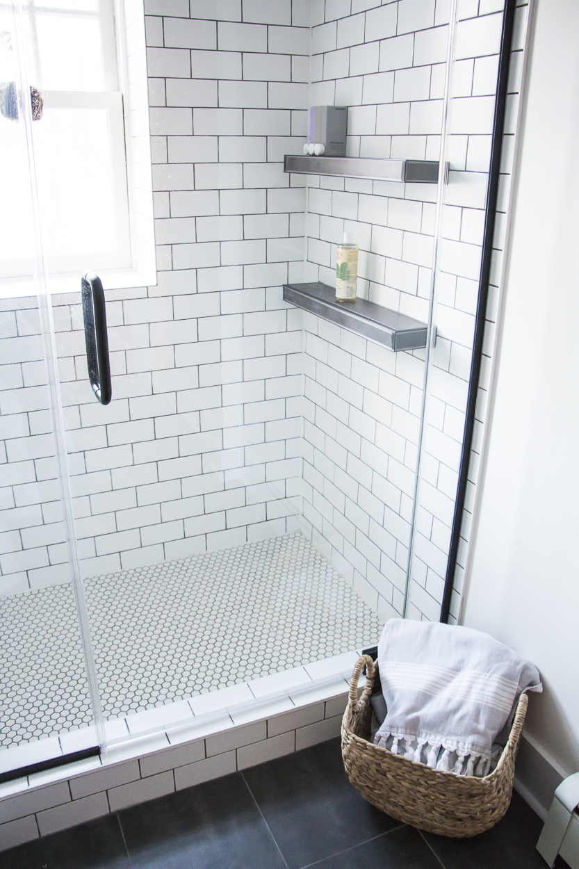 A Modern Meets Traditional Black and White Bathroom Makeover - Kristina ...